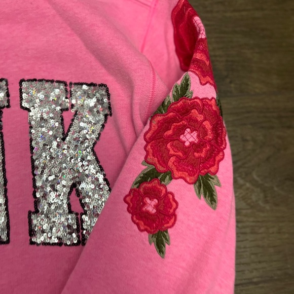 PINK Victoria's Secret Roses bling sweatshirt/ Mesh neon leggings Outfit S - Picture 9 of 16